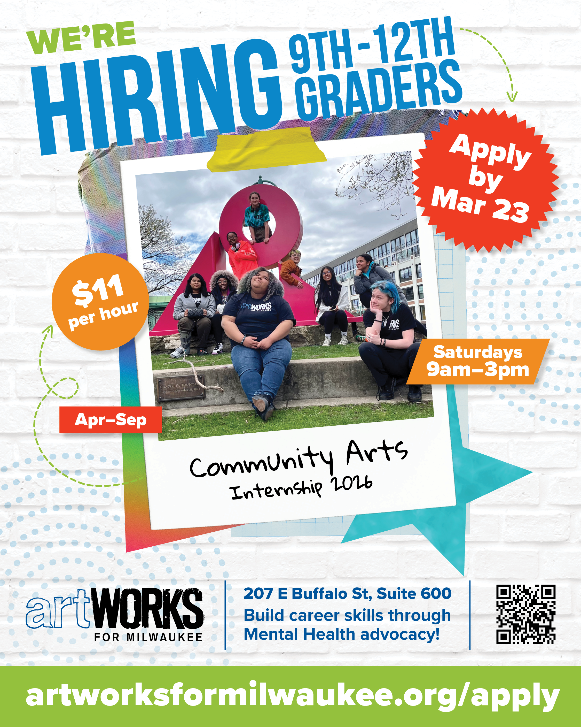 2026 Community Arts Internship flyer