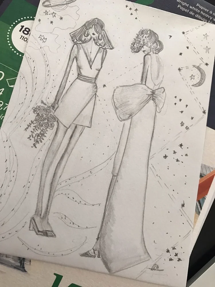 El boceto cósmico de sus vestidos