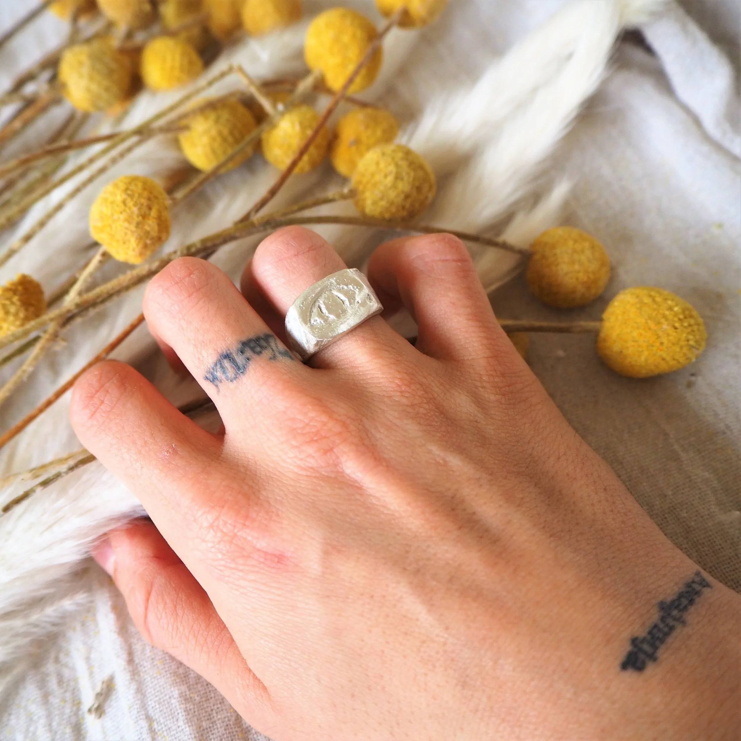 Handmade Silver Evil-Eye Signet Ring