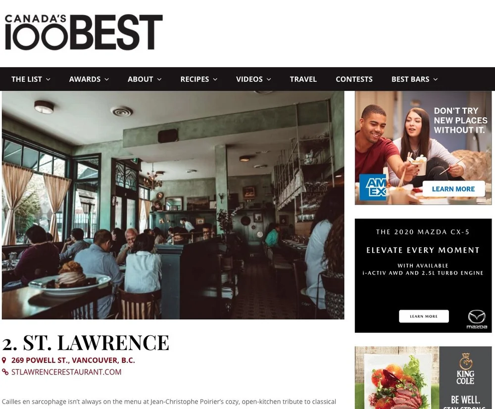 Accolades — St. Lawrence Michelinstarred Québécois & French