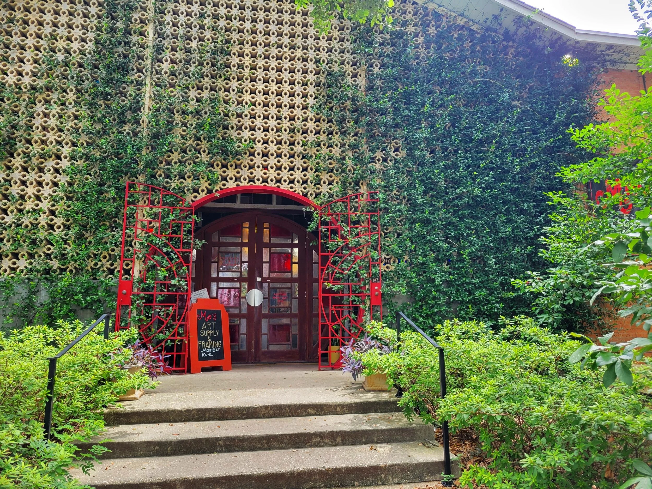 We took all the stucco off of this church to reveal the terra cotta screen (who knew?) and now light shines in through the wall of stained glass inside!
