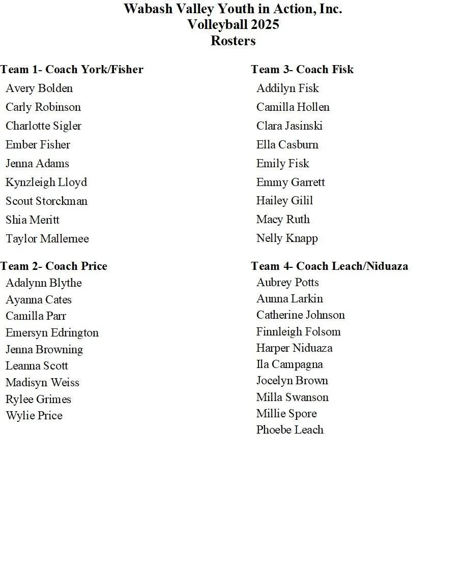 YIA Volleyball Game Schedules &amp; Rosters.

Since YIA Volleyball is an instructional, non-competitive league, the program focuses on skills and technique; therefore, the first part of the season, participants will be instructed by WVC coaches and p
