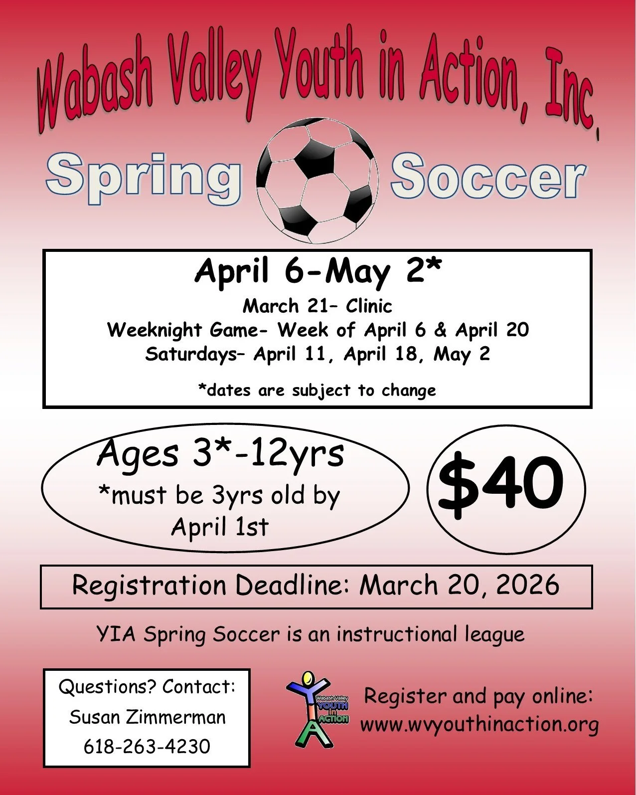 Spring Soccer registration continues until March 20th!

https://www.wvyouthinaction.org/spring-soccer-2026