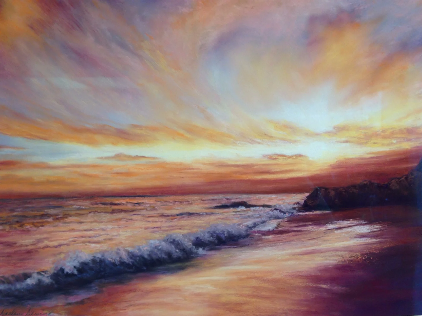 Pacific Sunset - Pastel on canvas 