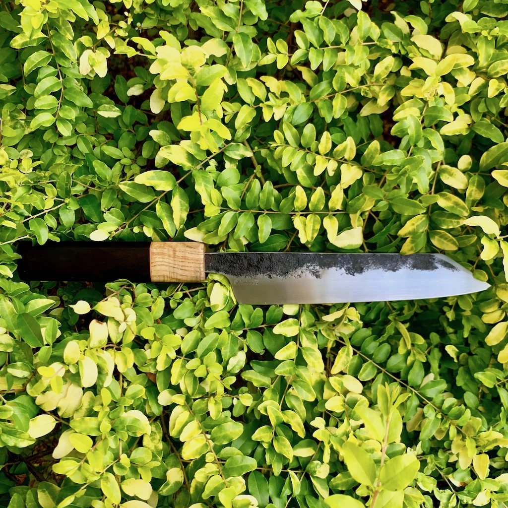 6.5-Inch Kiritsuke Slicer with Ash, Copper, Desert Ironwood Burl Handle