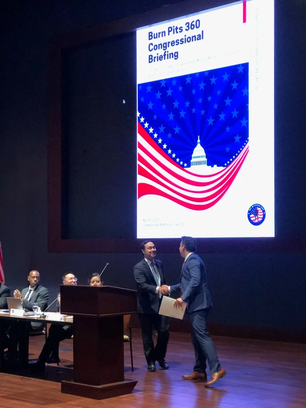 April 30, 2019, Washington D.C. — Rep. Joaquin Castro & Eric Holguin at Burn Pits Congressional Briefing