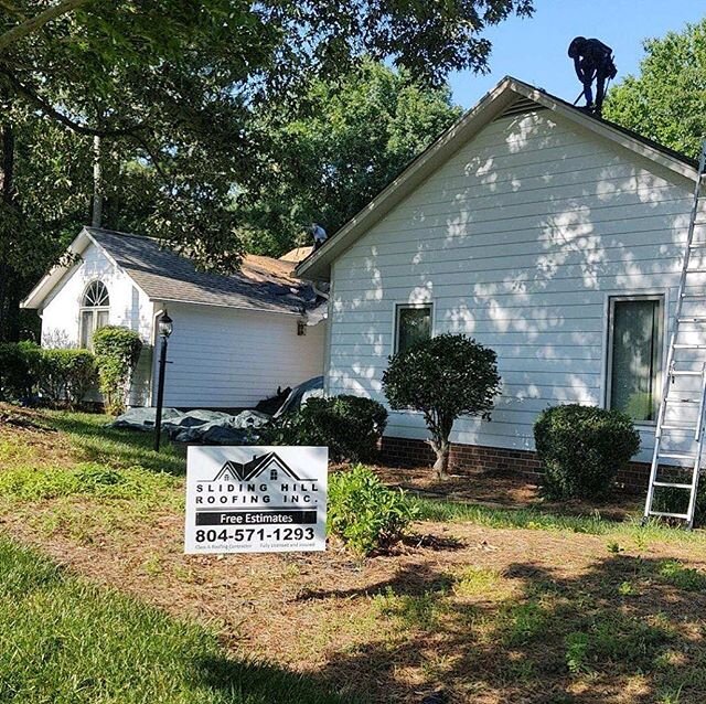 The Sliding Hill Roofing Team is preparing to install a new GAF roofing system on this Colonial Heights Virginia home. #SlidingHillRoofing #roofingcontractor