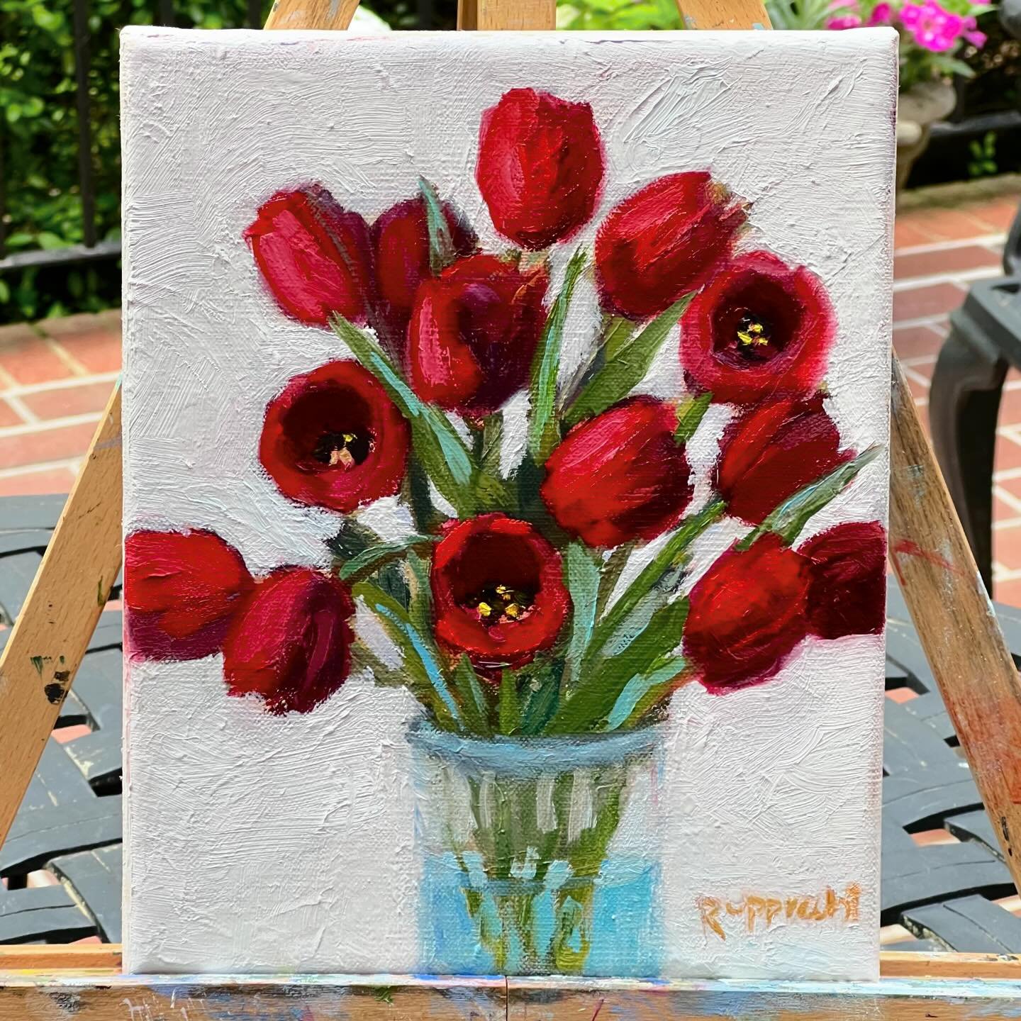 I&rsquo;m putting together a little collection of floral paintings! So far I have two tulips (one red, one pink), two red poppies, a purple Iris and I&rsquo;m working on two blue hydrangeas. 

They will be available this Friday at my studio open hous