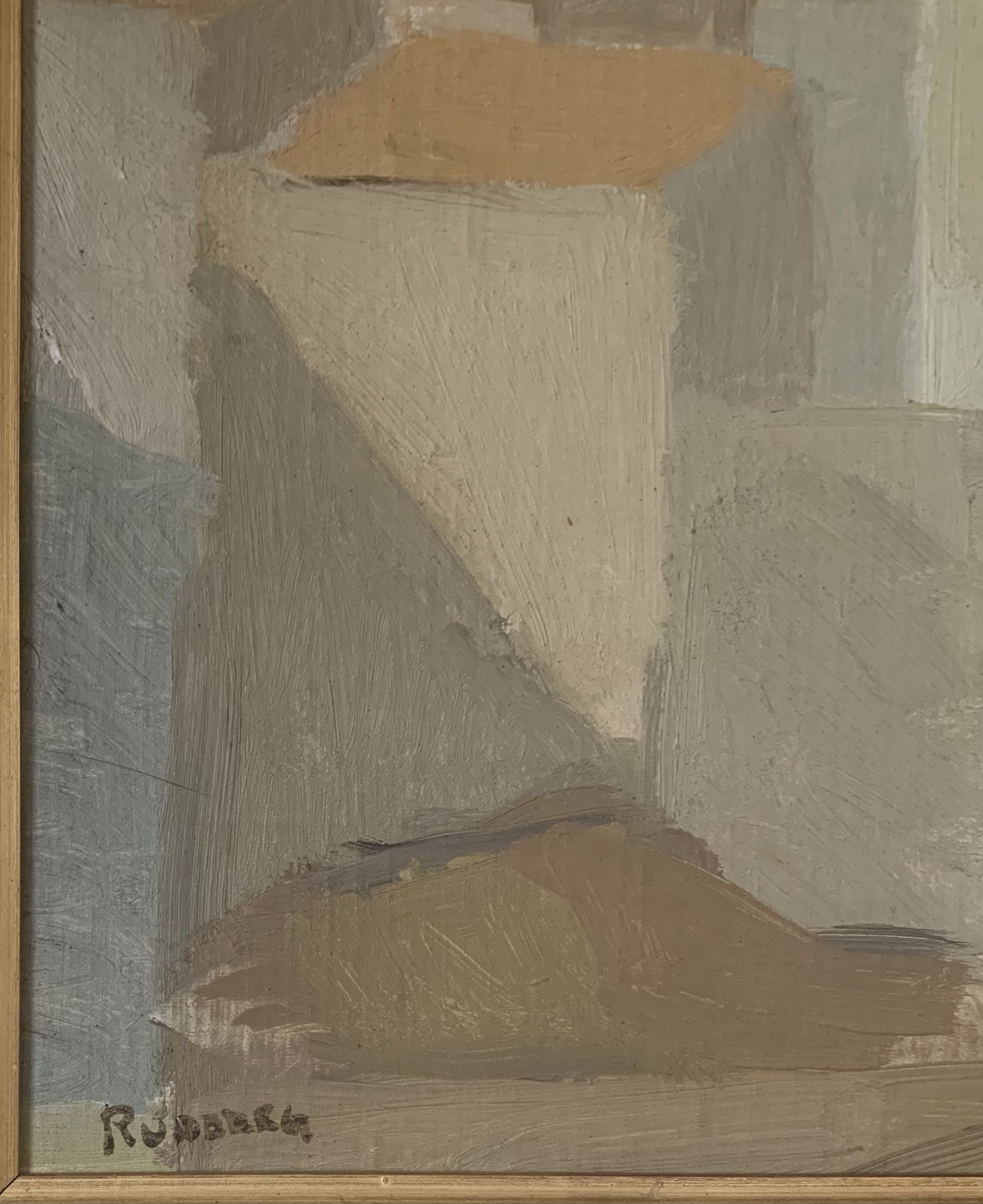 Detail of ‘Spanish Village in Summer’ (ca. 1960s), showing the artist's signature.