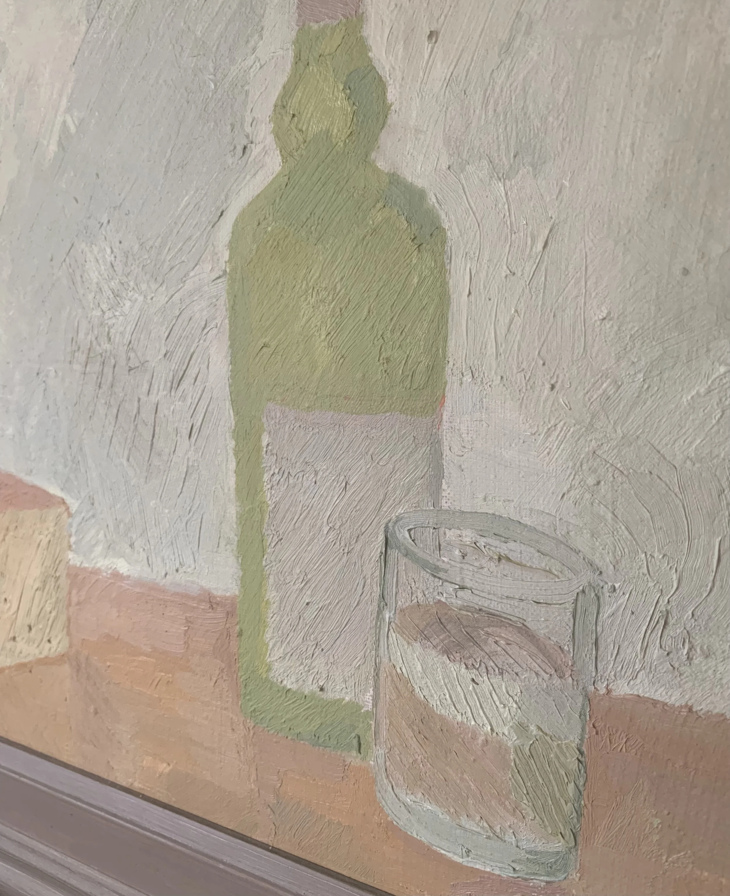 Detail of ‘Breakfast Still Life’ (1957) by Hans Holm, showing the texture and brushwork of the oil painting.