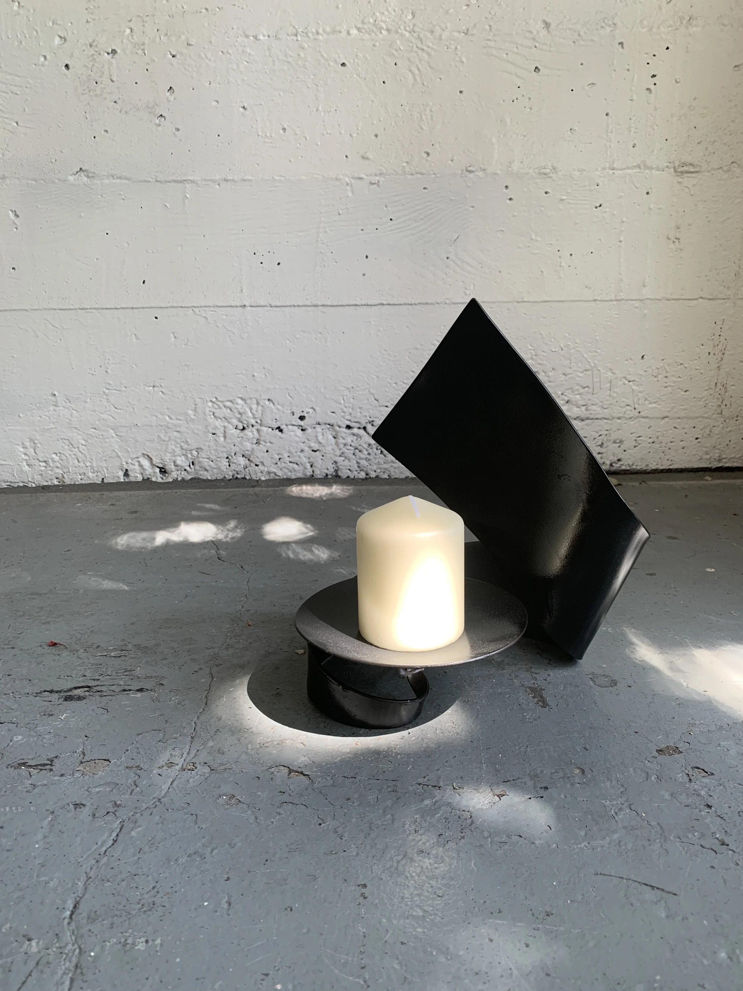 Vintage Brutalist Iron Candle Holders