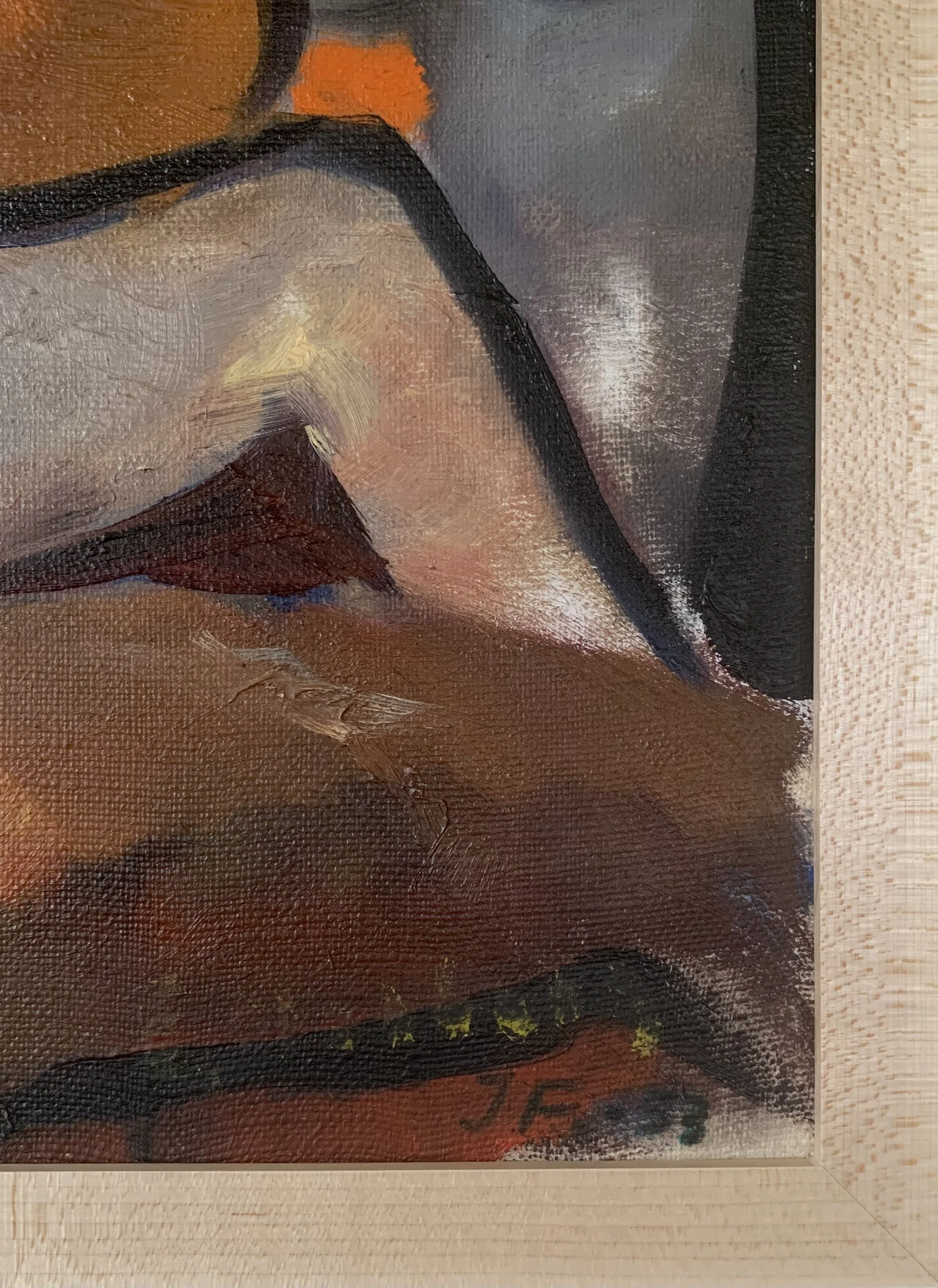 ‘Nude Lovers’ (1953) by Jorgen Fogelqvist showing the artist's signature.