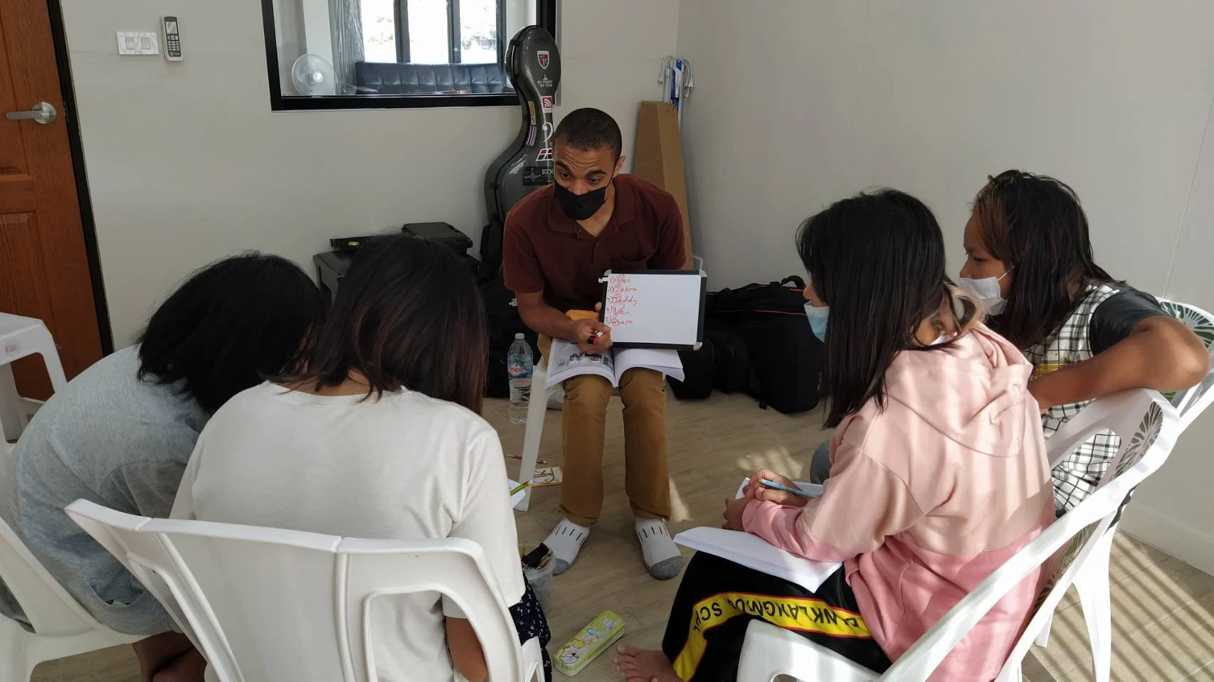 Michael teaching English