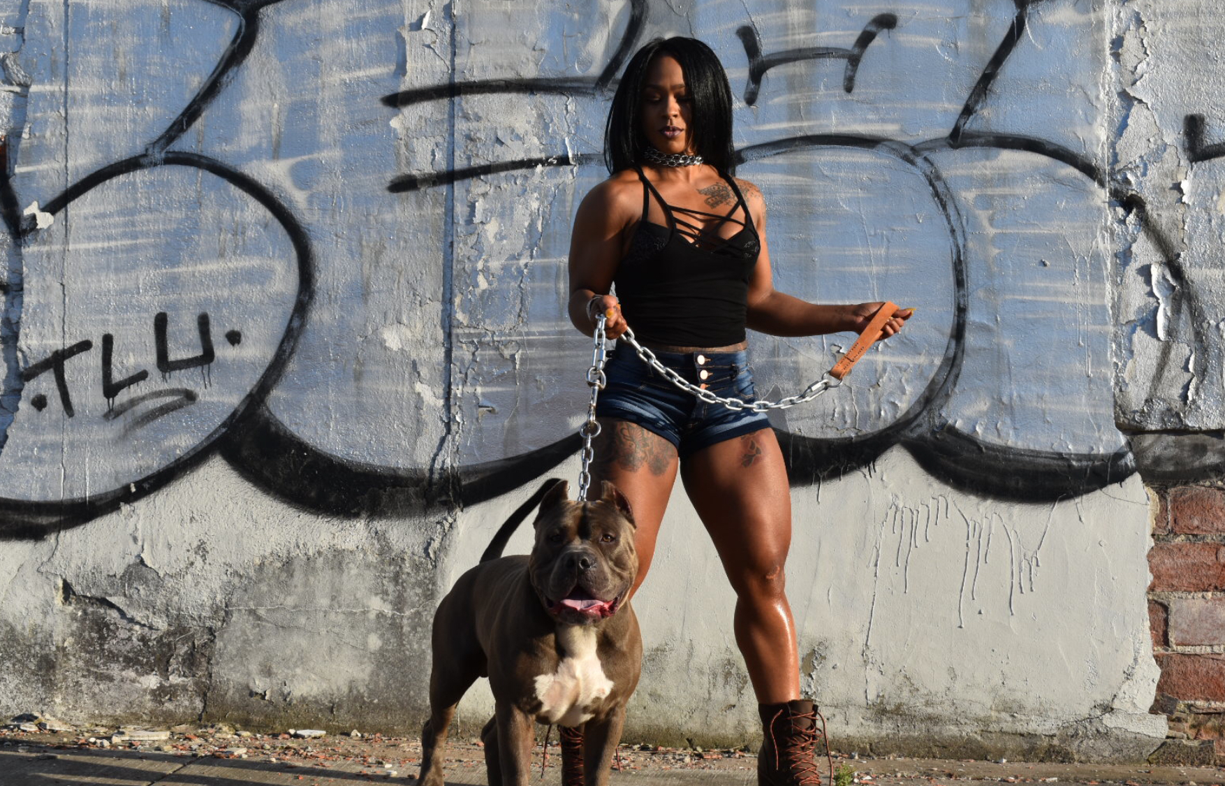 ABKC Champion Zeus LeeRoy with fitness model Brandyi Hammon