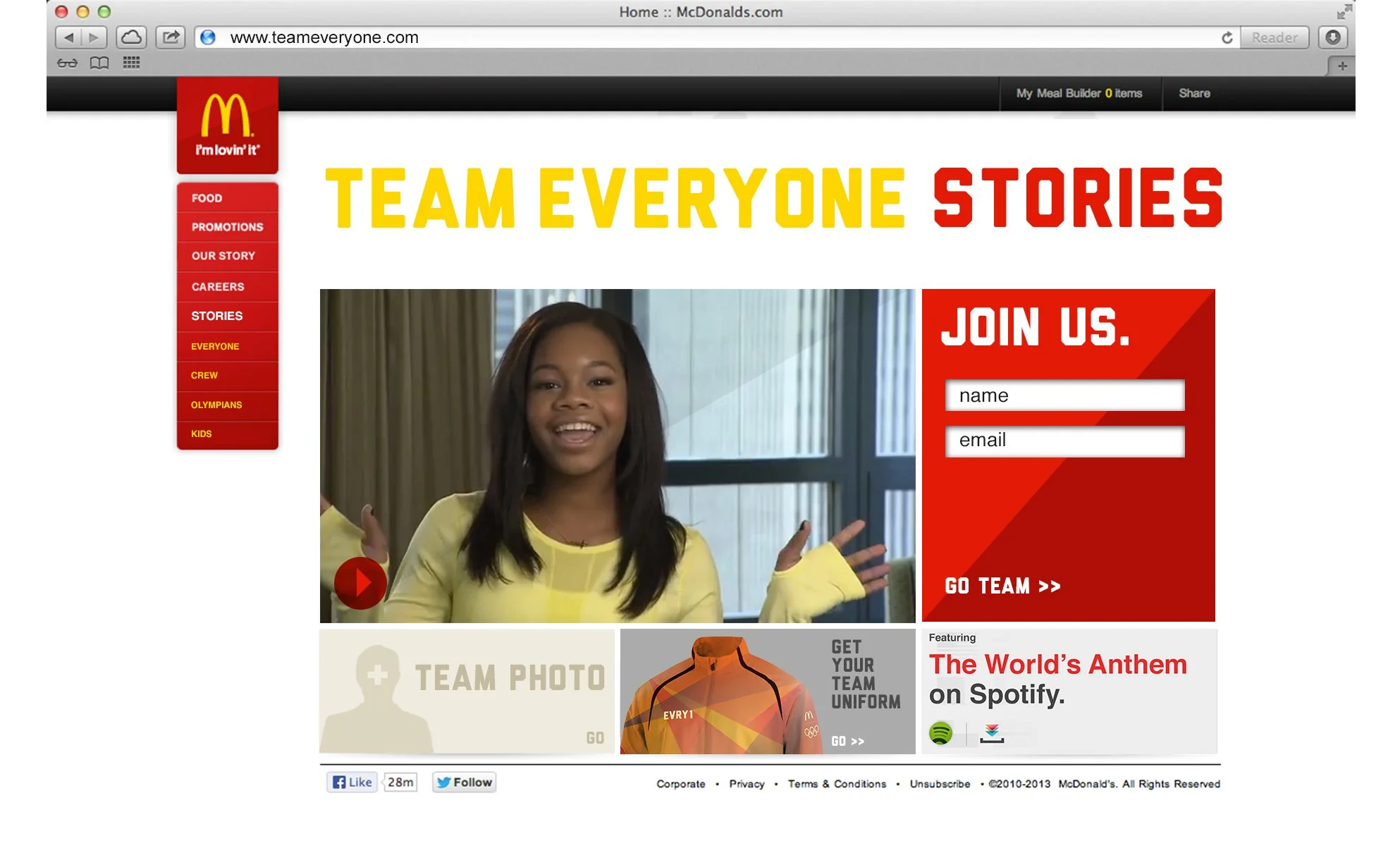 McDonald's Campaign for the XXII Olympic Winter Games; Website