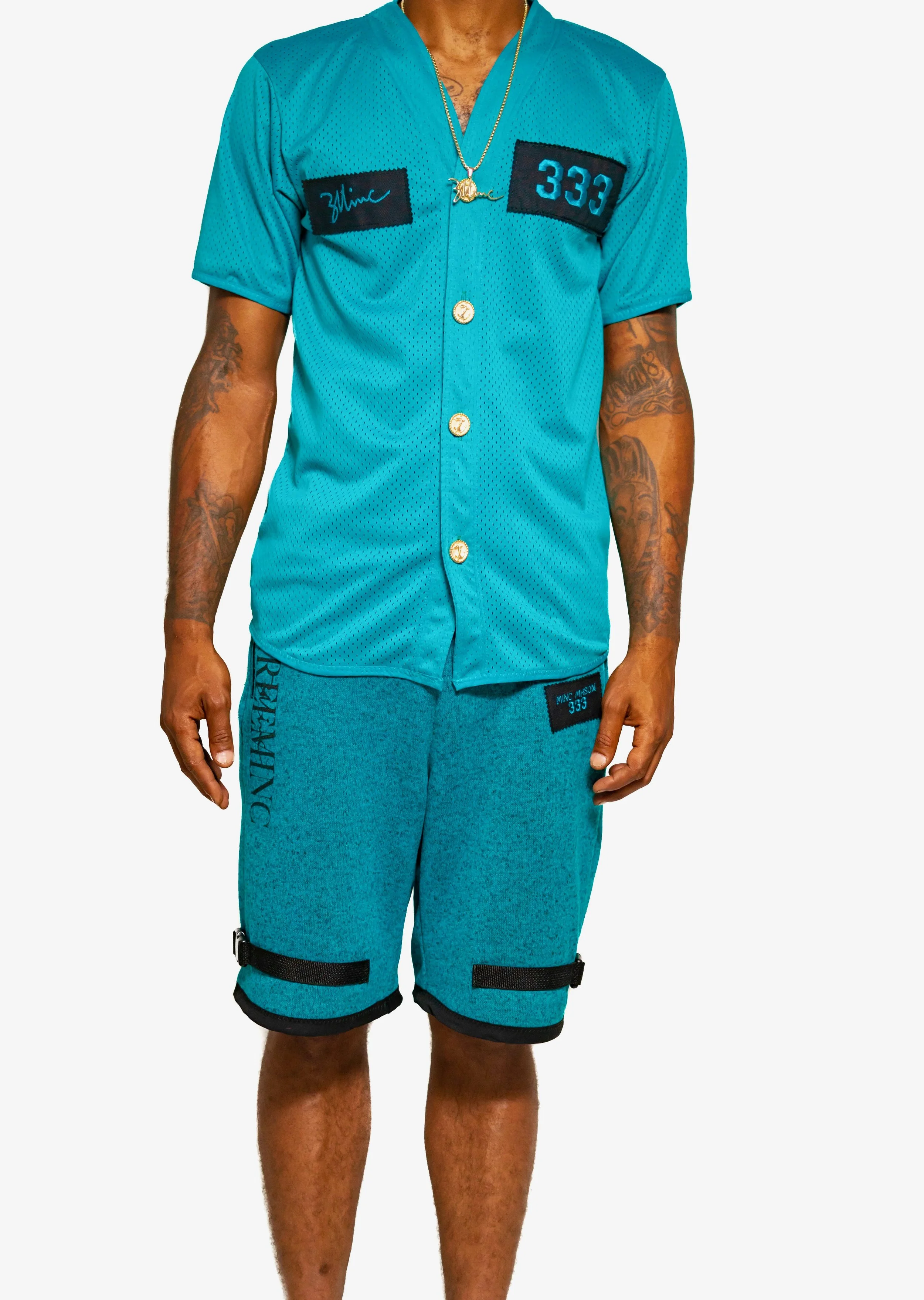 "MICHAEL THE SAINT" Baseball Jersey #TEAL