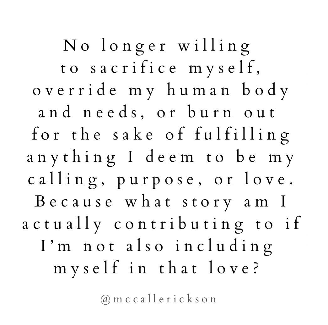 This is huge for me.

As a recovering People Pleaser and Empath Without Boundaries having suffered a burnout so severe it almost ended me (and, in many ways, did end me), I no longer place any virtue on being &ldquo;selfless.&rdquo;

I include and co