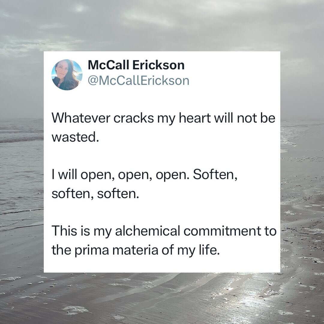 Some McMusings with love on a very rainy coastal Saturday. 

♡ 

Slides:

1. Whatever cracks my heart will not be wasted.
I will open, open, open. Soften, soften, soften.
This is my alchemical commitment to the prima materia of my life.

2. The beaut