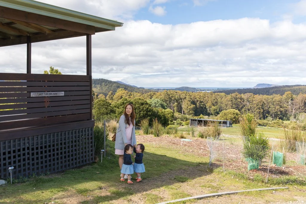 Trying to chase wallabies outside our cottage