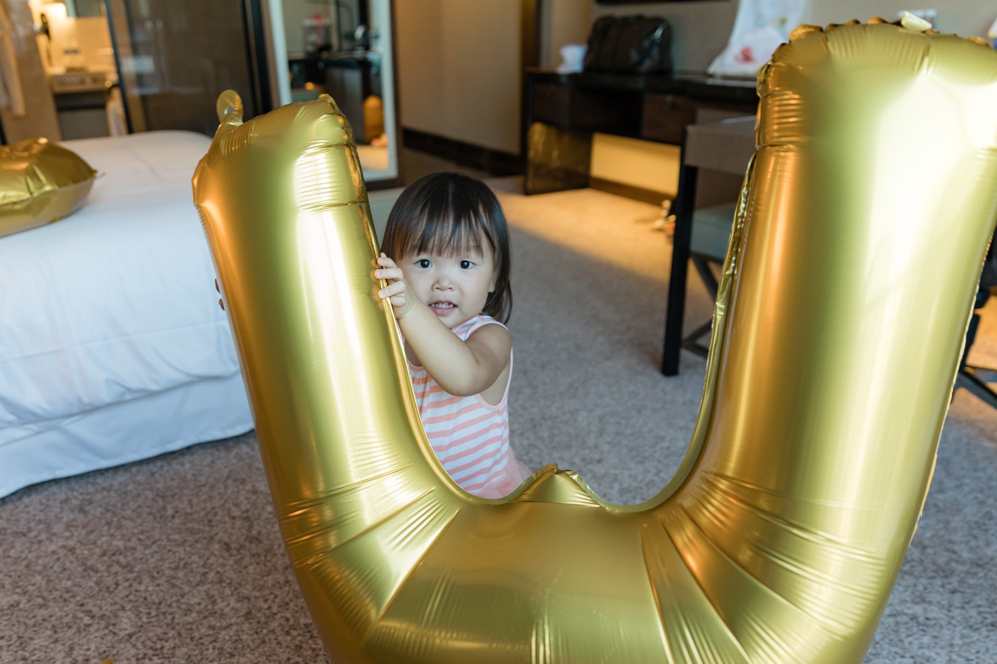 Lending a hand in the party decor...