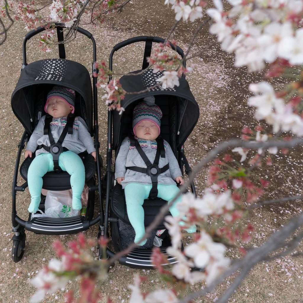 Instead of our usual double stroller, we brought two single prams - Diesel Rock by Bugaboo - that makes it much easier to navigate around the crowded train stations and the tiny lifts in Tokyo.