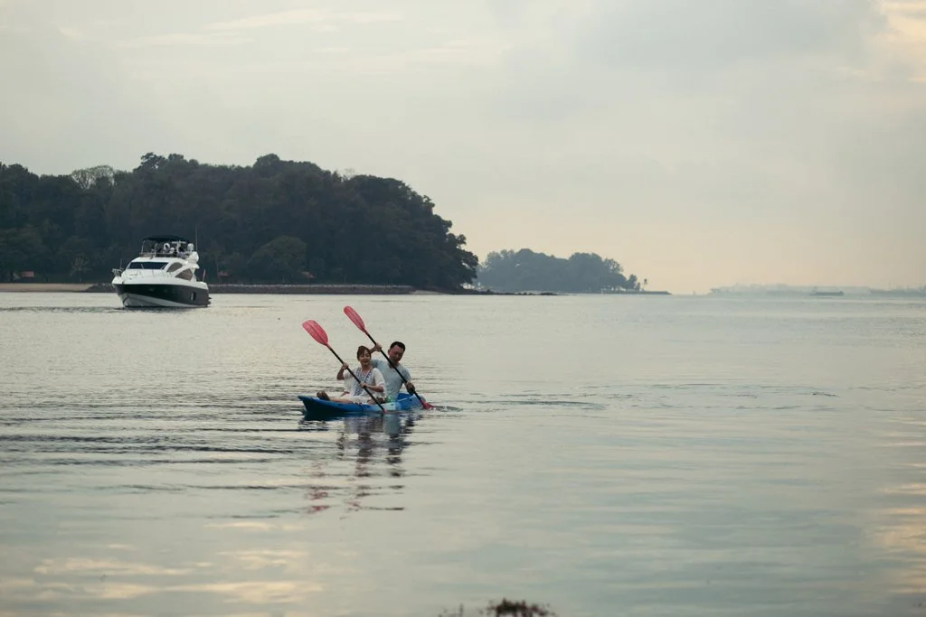 Sunset kayaking from our yacht in the local waters, a first for us!