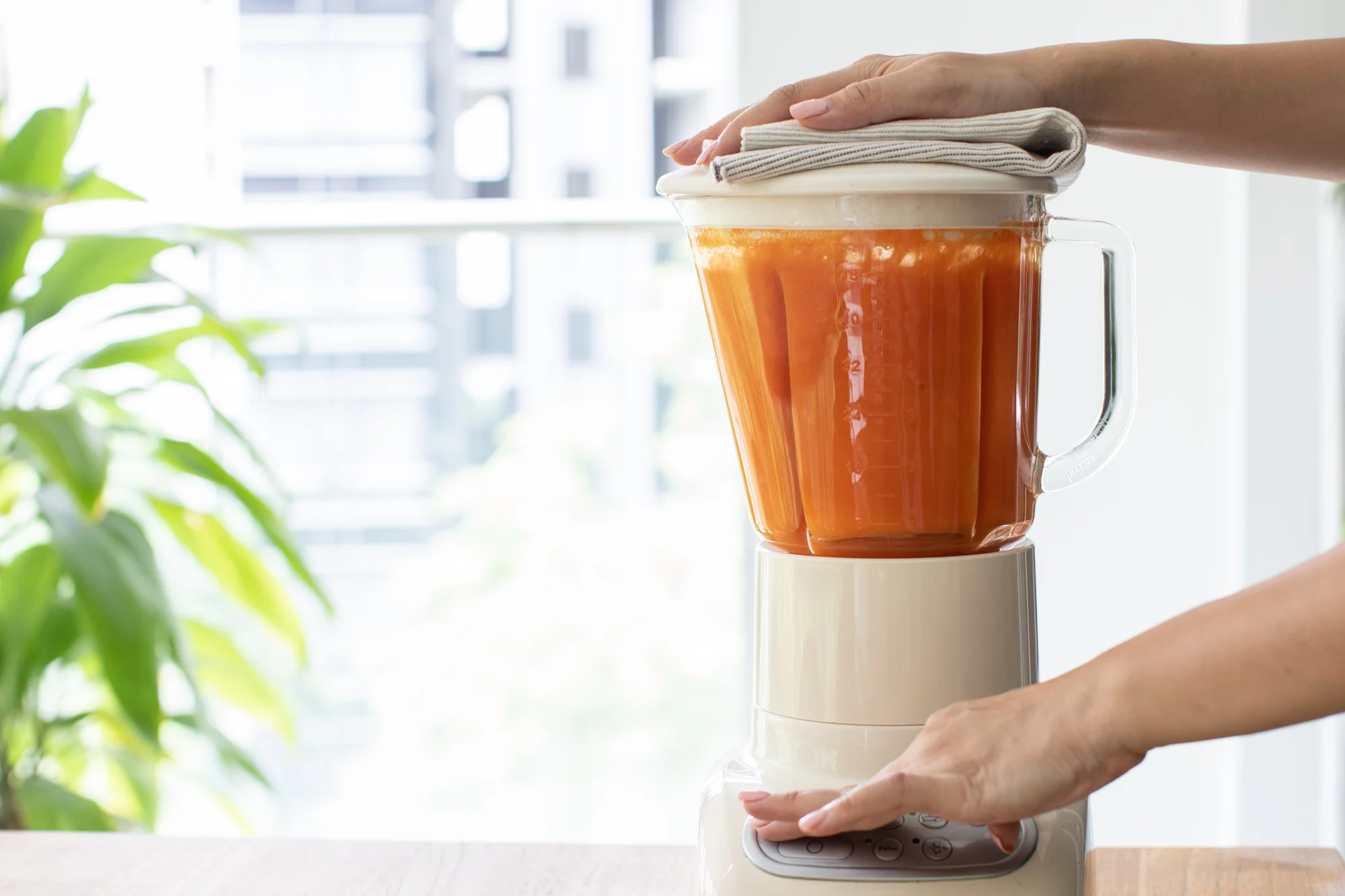 Blend the soup into a smooth consistency.