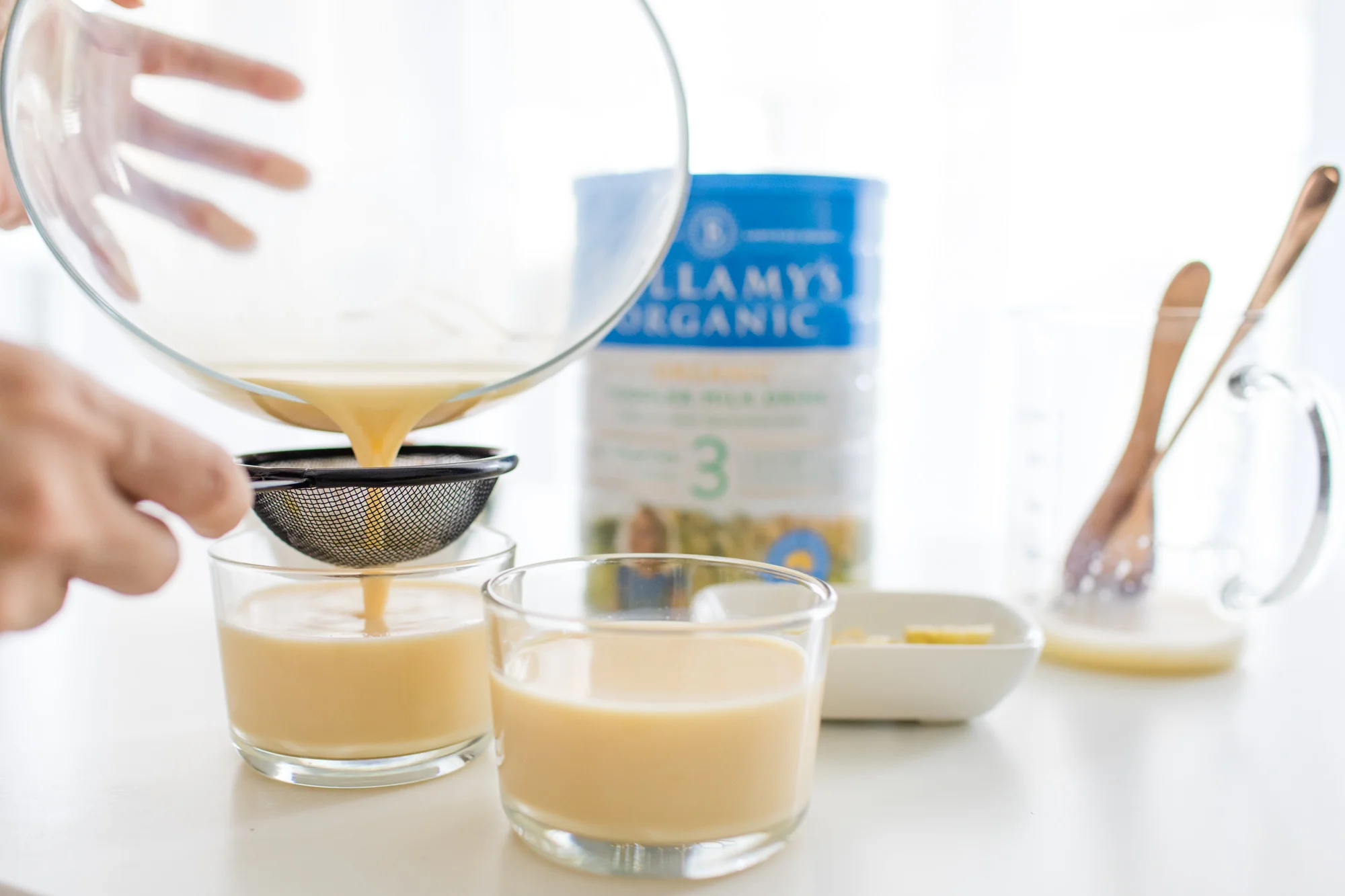 Pass mixture through a strainer so as to make sure mixture is completely smooth.