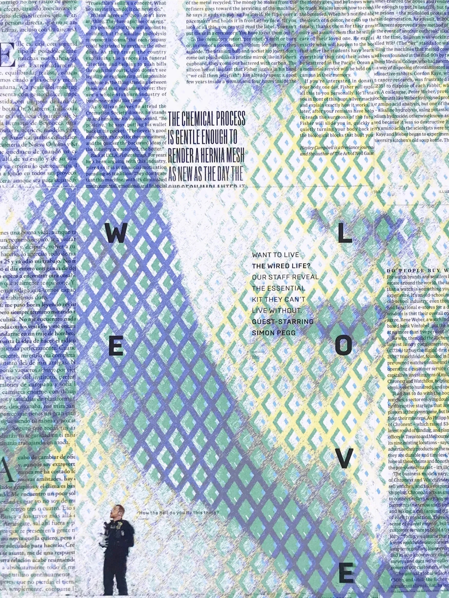 Digital collage combining scanned paper materials and hand-crafted techniques.