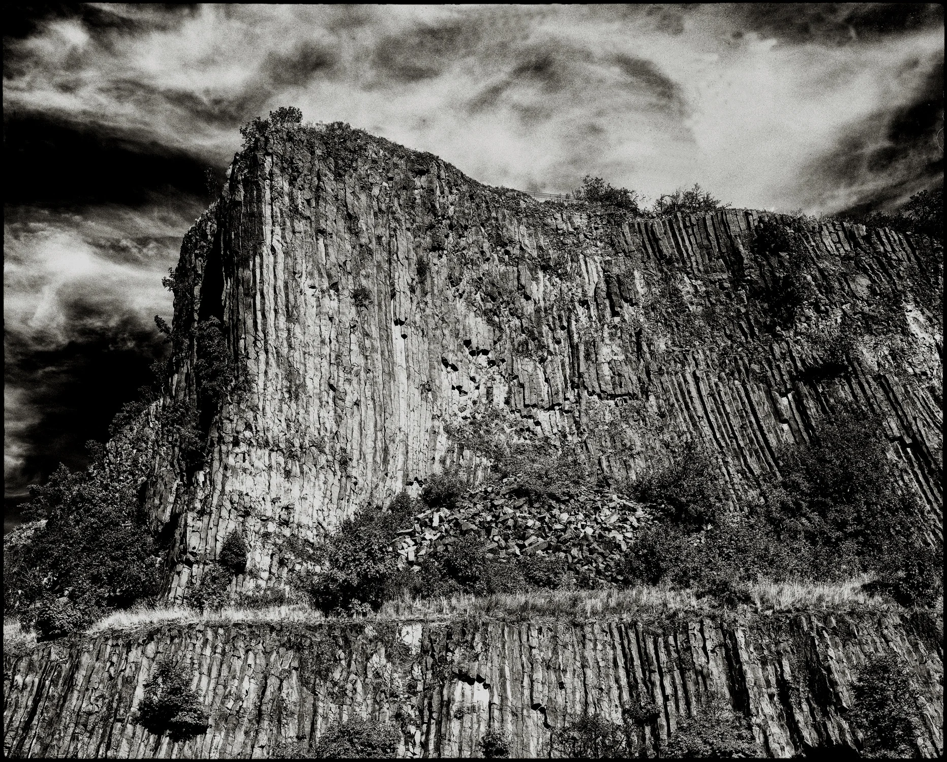 Volcanic basalt rock of Hegyestű (Pointed Needle), Balaton National Park, Lake Balaton, Hungary.