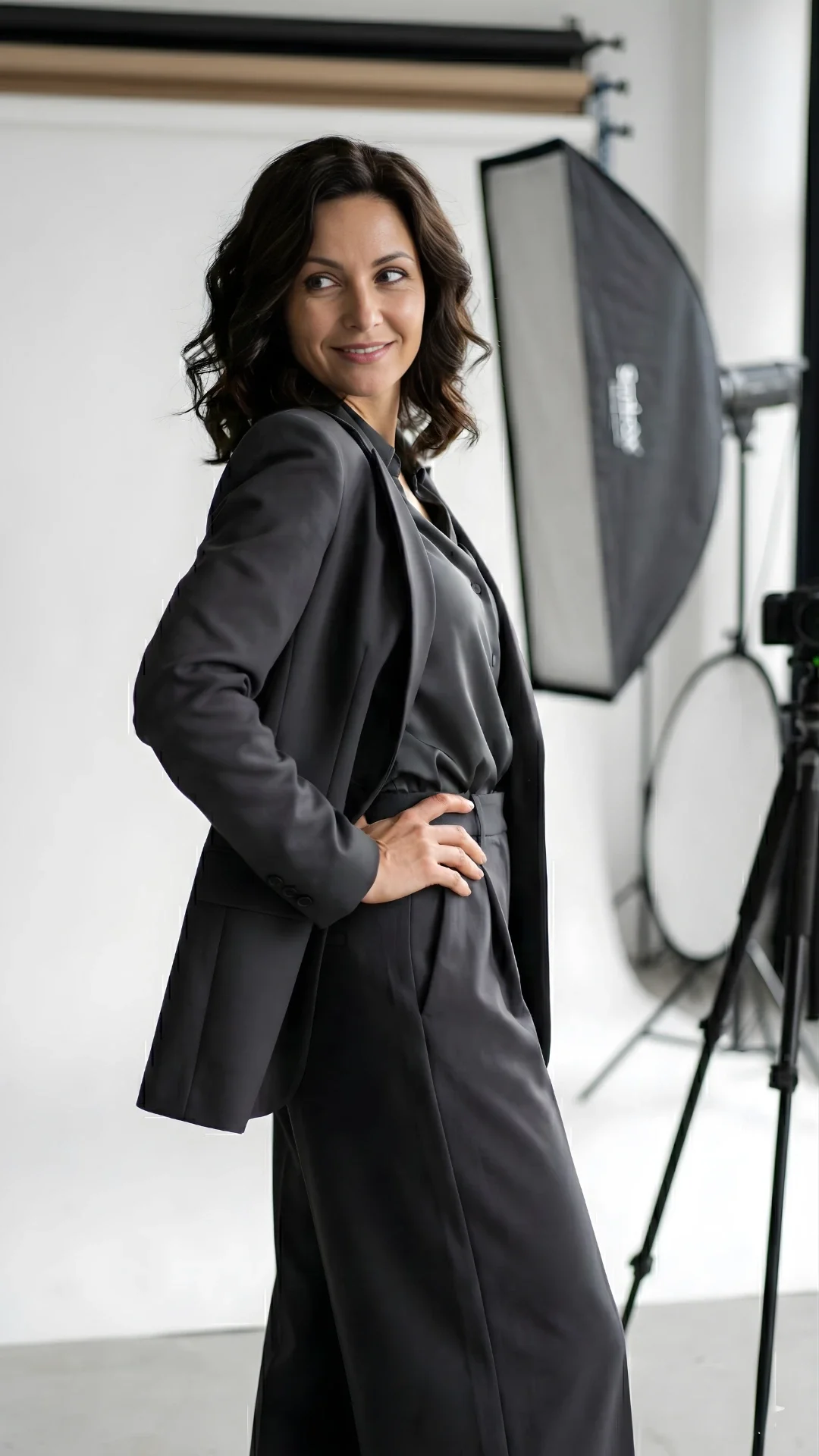 Professional fashion model posing during studio photoshoot session, showcasing portfolio development for Sydney modelling opportunities