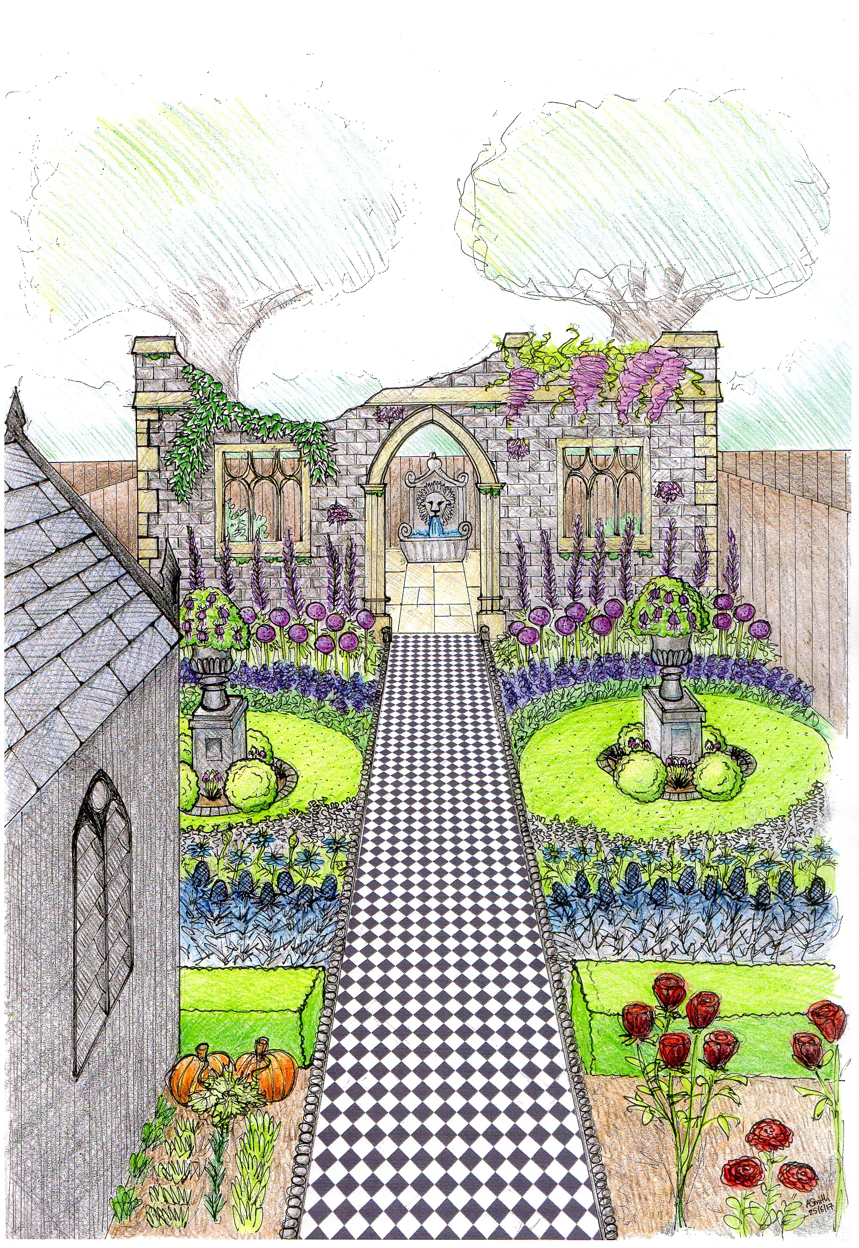 Gothic Garden - Perspective View