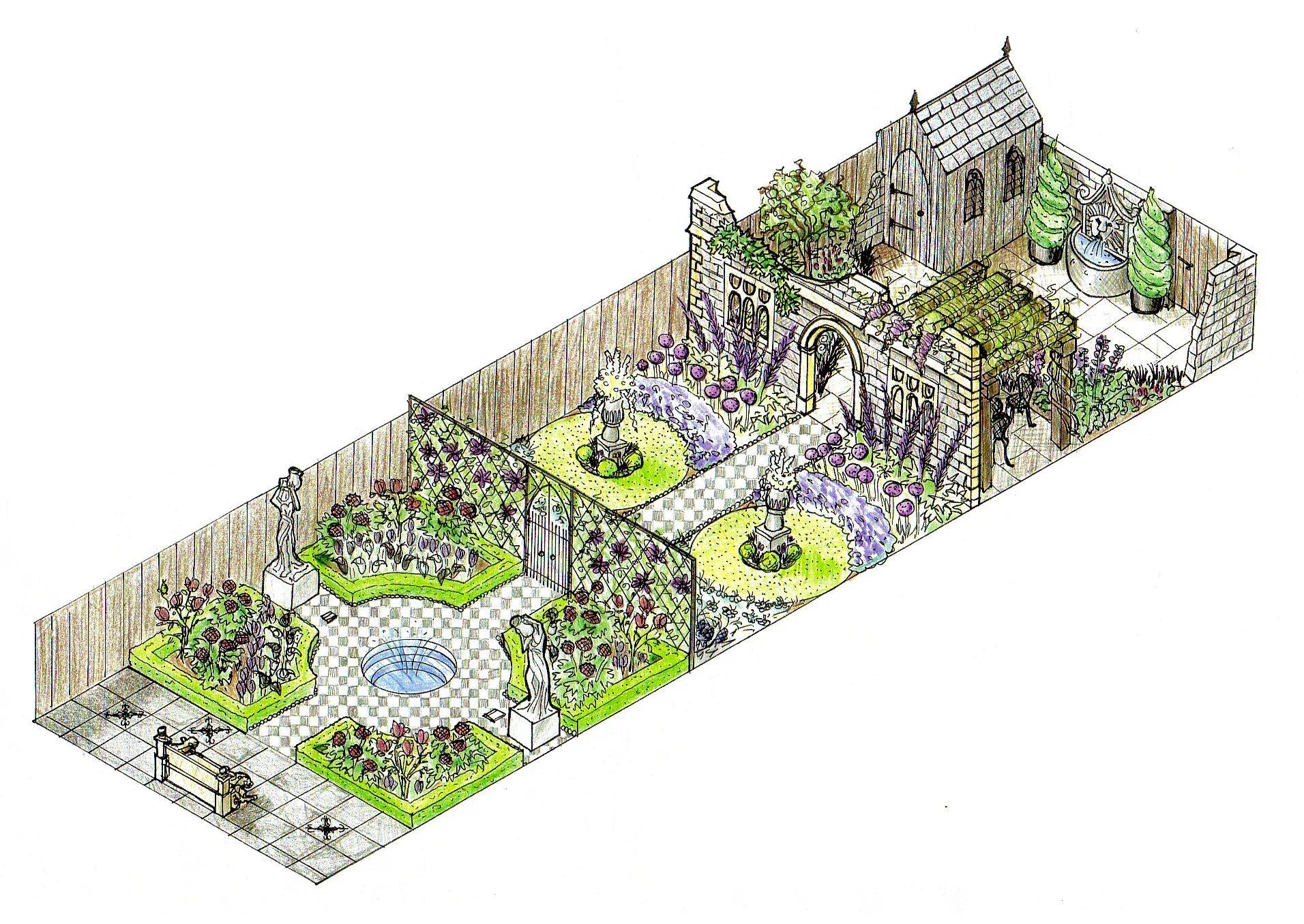 Gothic Garden - Isometric View