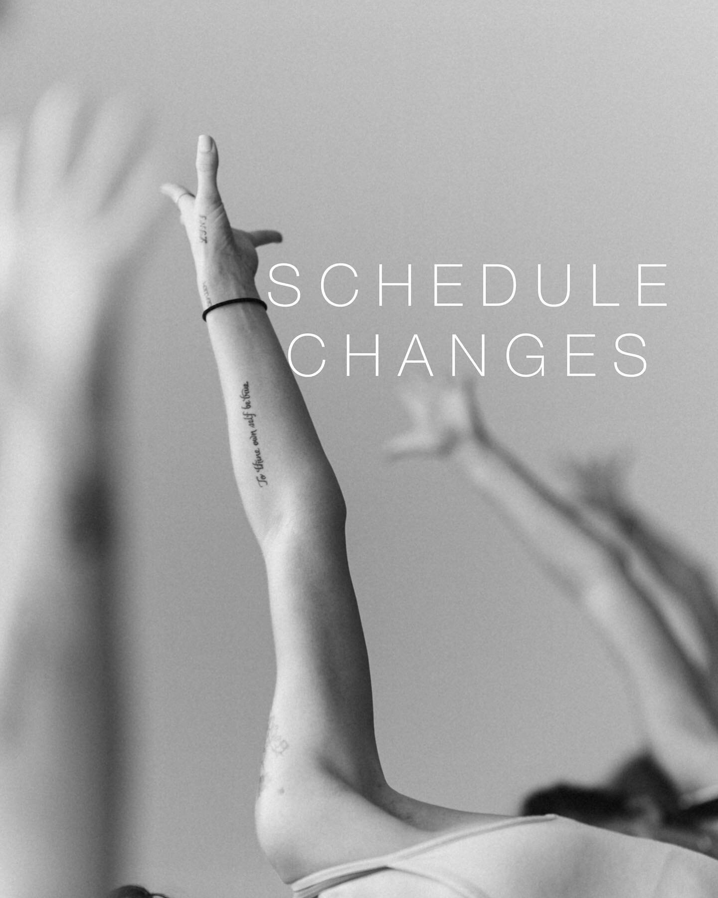 We&rsquo;ve got some big schedule changes happening NEXT WEEK! 

Check it out &mdash;
💫 Sunday 11a Fusion now rotated with Ali Walker and (welcome back &lt;3 ) Marghertia Vicari
💫 Monday 4p Calm now led by Audrey Choate
💫 Monday 7p Calm now led by