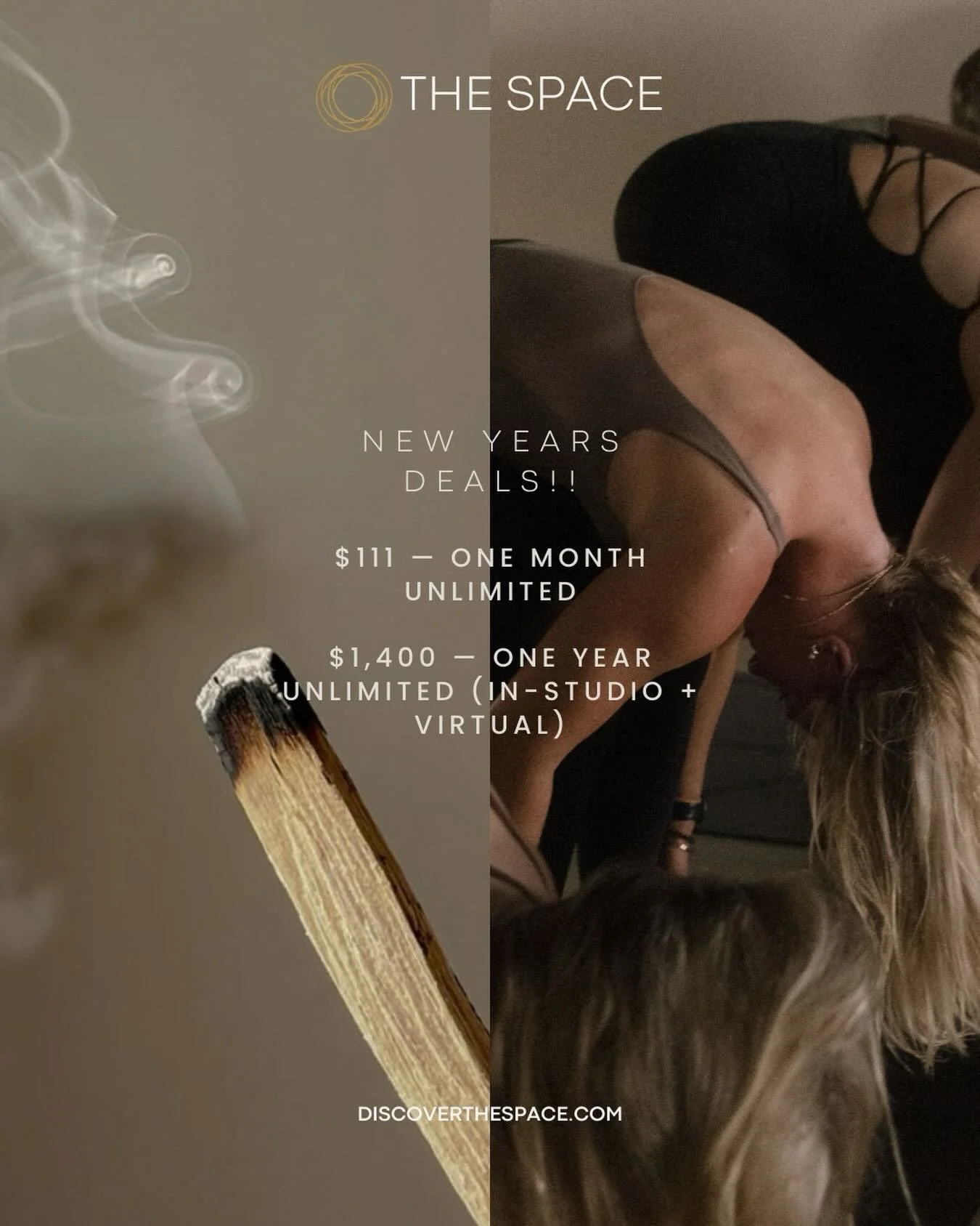 ✨ New Year&rsquo;s Deals ✨ December 31, 2025 - January 3, 2026

$111 &mdash; One Month Unlimited No contract. No strings attached. Dive into the new year with 30 days of unlimited classes and get into your rhythm. ($145 value) 

$1,400 &mdash; One Ye