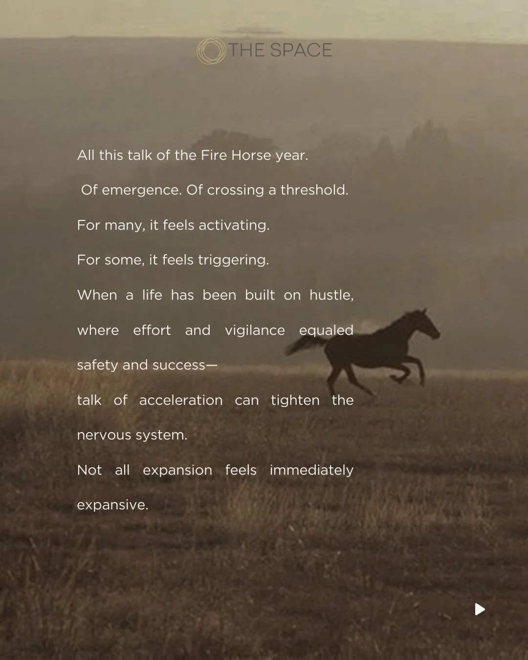 If you feel inundated by all the &ldquo;Fire Horse year&rdquo; energy right now, this is your invite to pause.

Acceleration doesn&rsquo;t have to mean urgency.
Power doesn&rsquo;t have to mean pressure.

Before you run with the momentum, define what