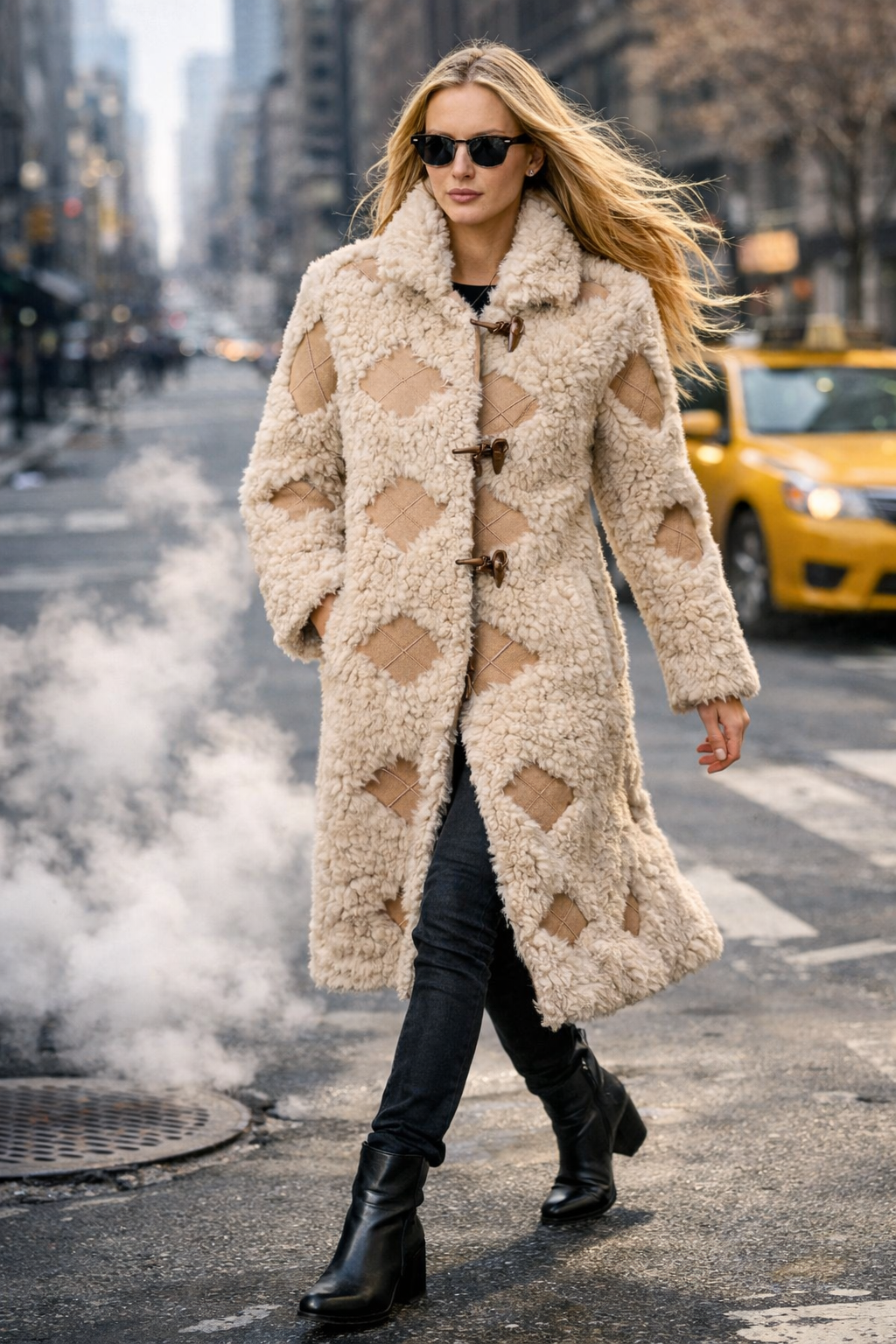 N. 3 - Mod. PL72 - Cappotto in shearling lana riccio