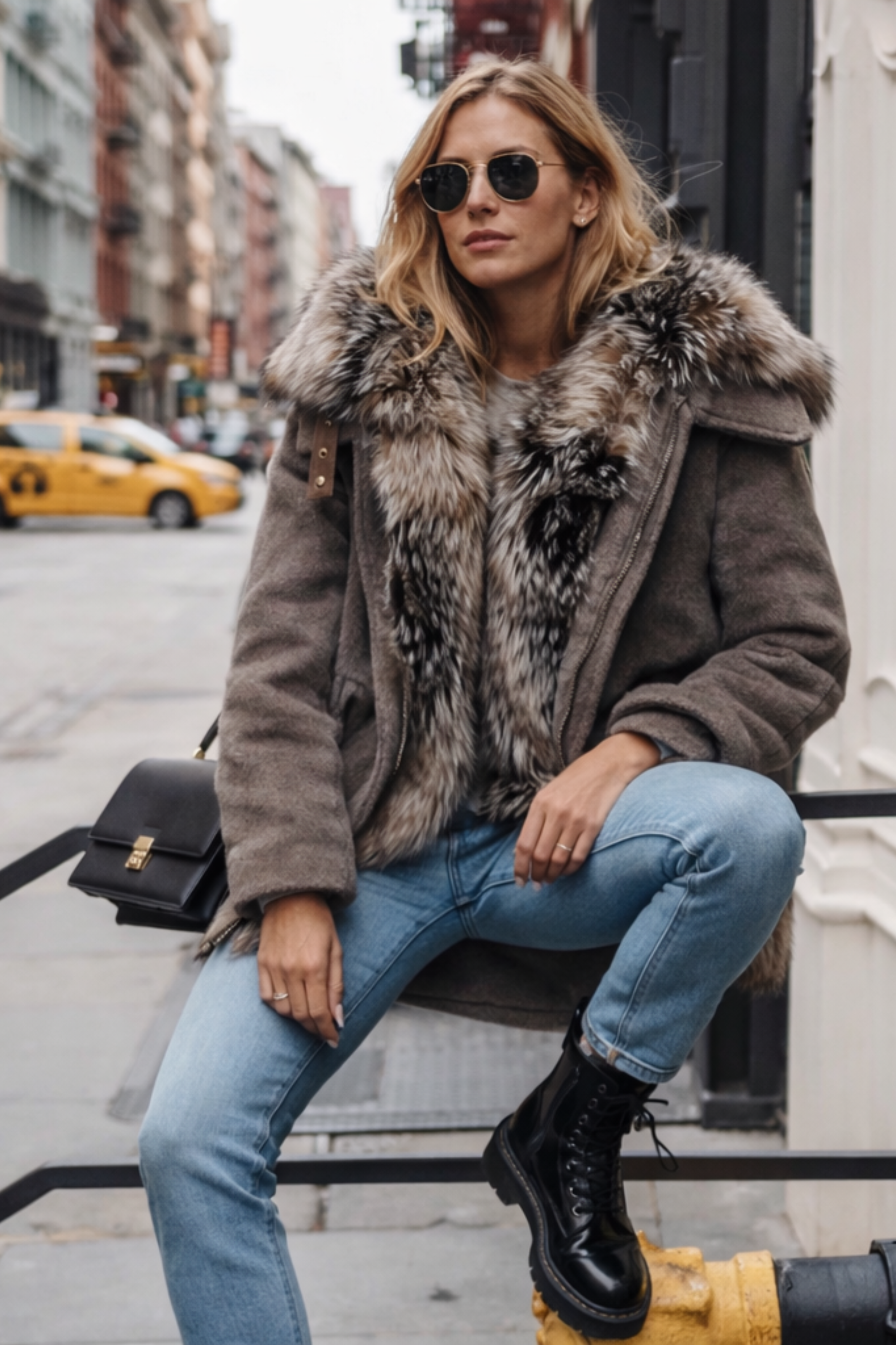 N. 8 - PL386 - Parka in tessuto con volpe