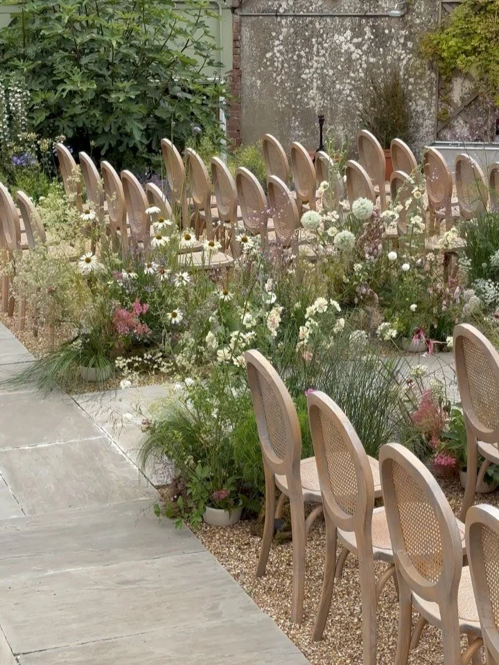 More BTS from M &amp; D back in July ✨✨✨

When all the flower gods align to bring you the most beautiful selection of unusual wild flower stems we&rsquo;ve ever seen. 
Space and movement was so important here. We wanted the aisle to feel really natur