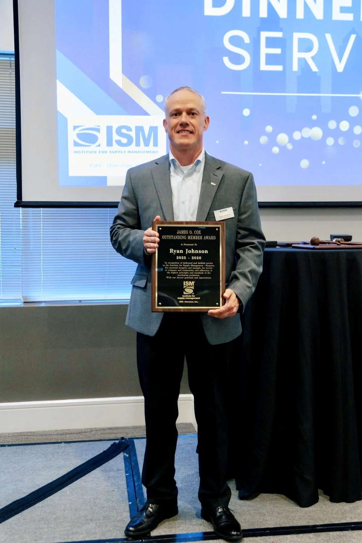 Ryan Johnson, CEO, receives the prestigious James O. Cox Award from the Institute for Supply Management 