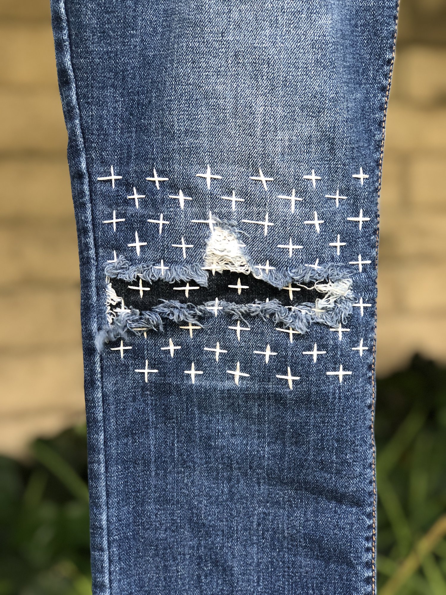 Boro stitched jeans fix up : r/Embroidery