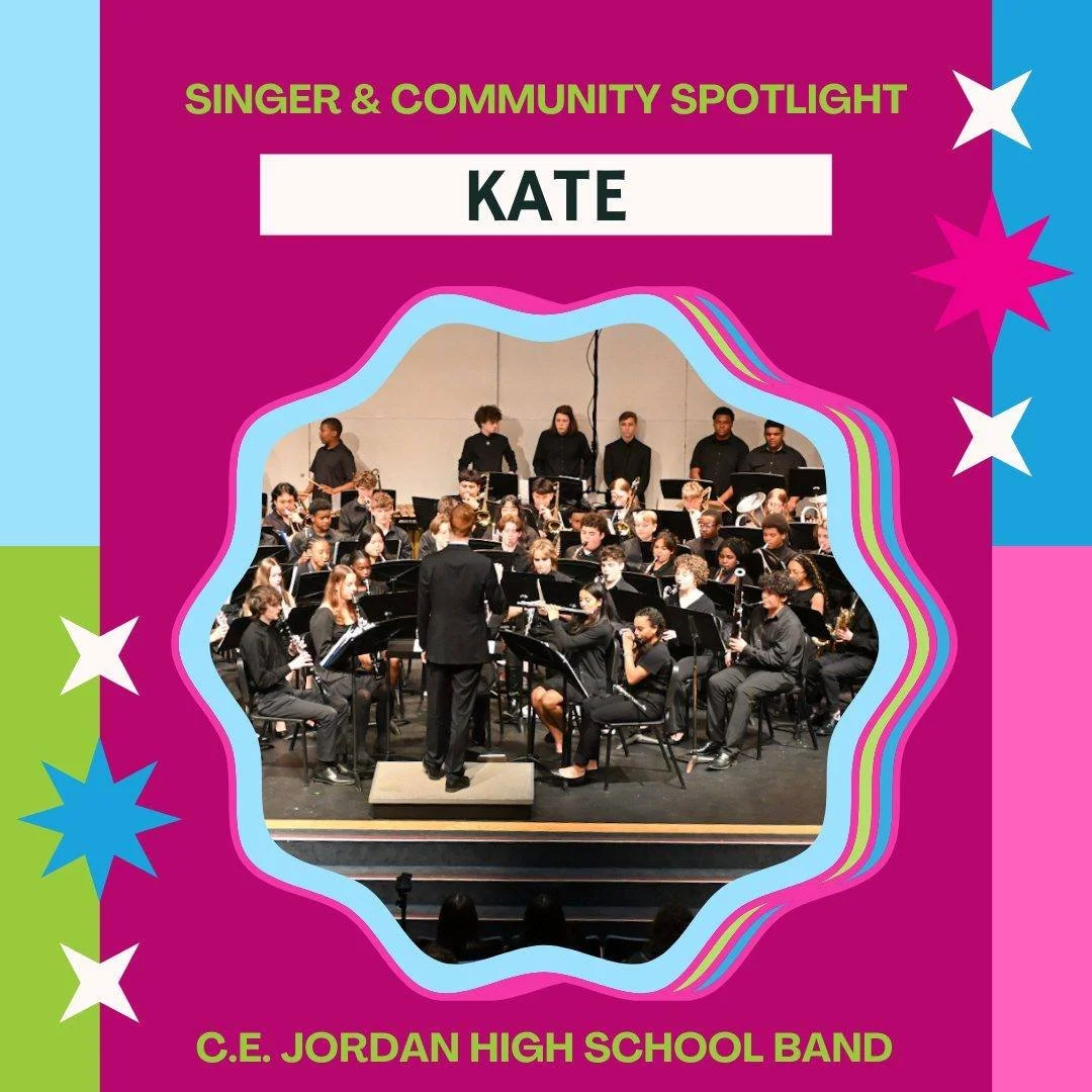 This spring, we are highlighting singers who are involved with other organizations working to support our wider Durham community ✨Today&rsquo;s #SundaySpotlight is Kate &amp; the C.E. Jordan High School Band! Read their interview at the link in our b