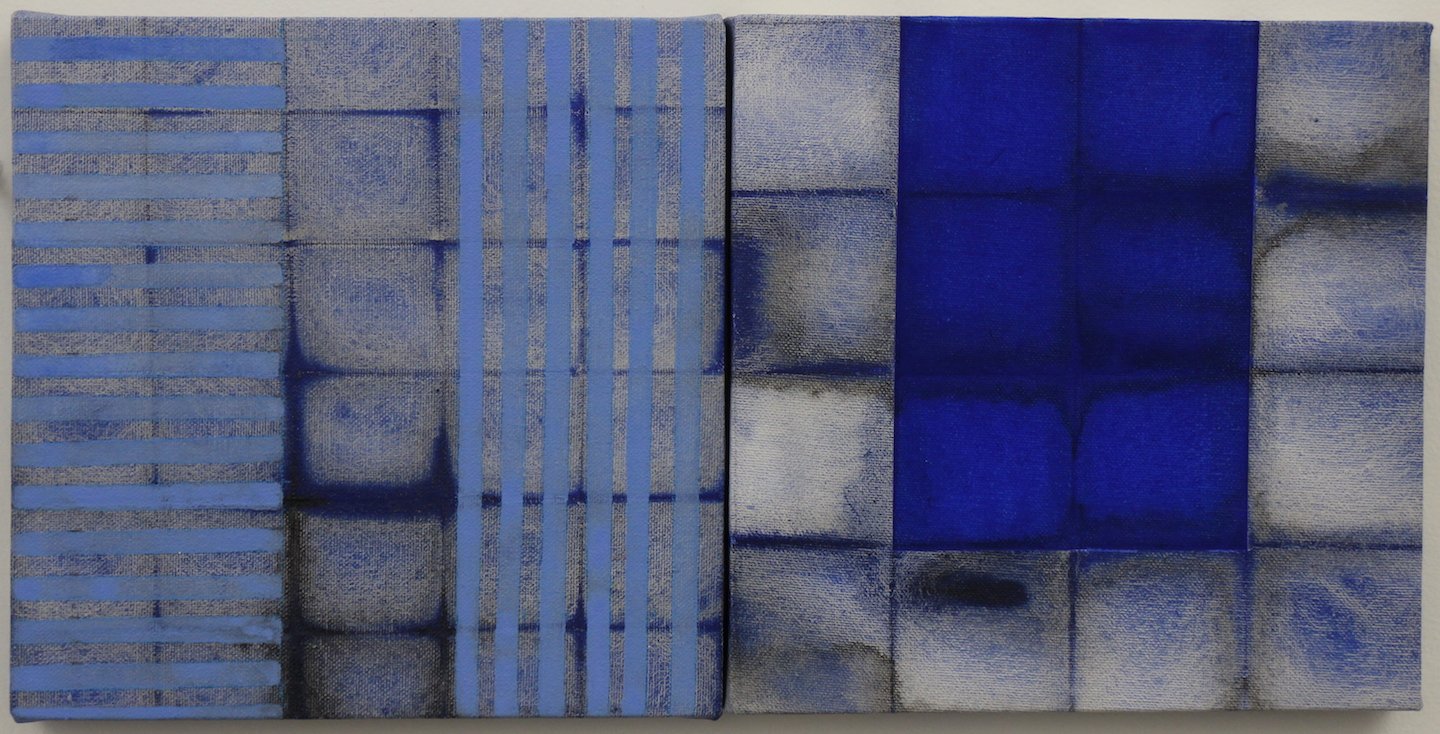 Blue Painting Stripe Diptych
