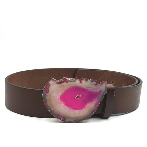 Purple Agate Chocolate Leather Belt - Medium — MAXCILA display picture 3