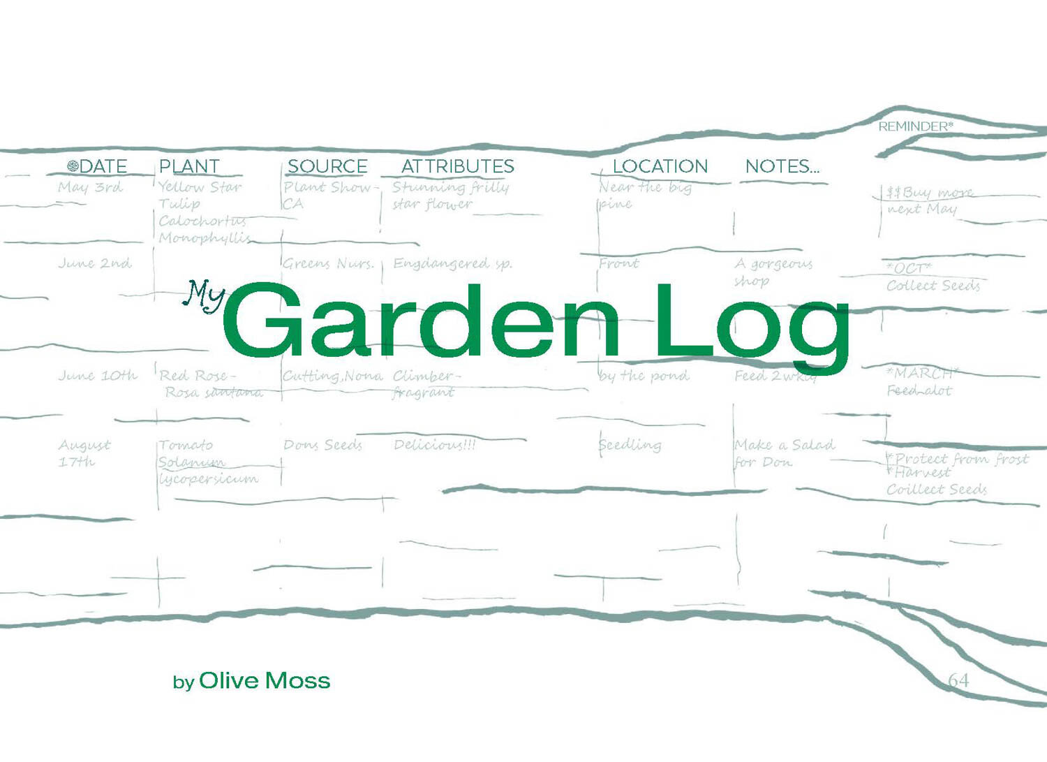 My Garden Log: Log shaped Garden Log Book