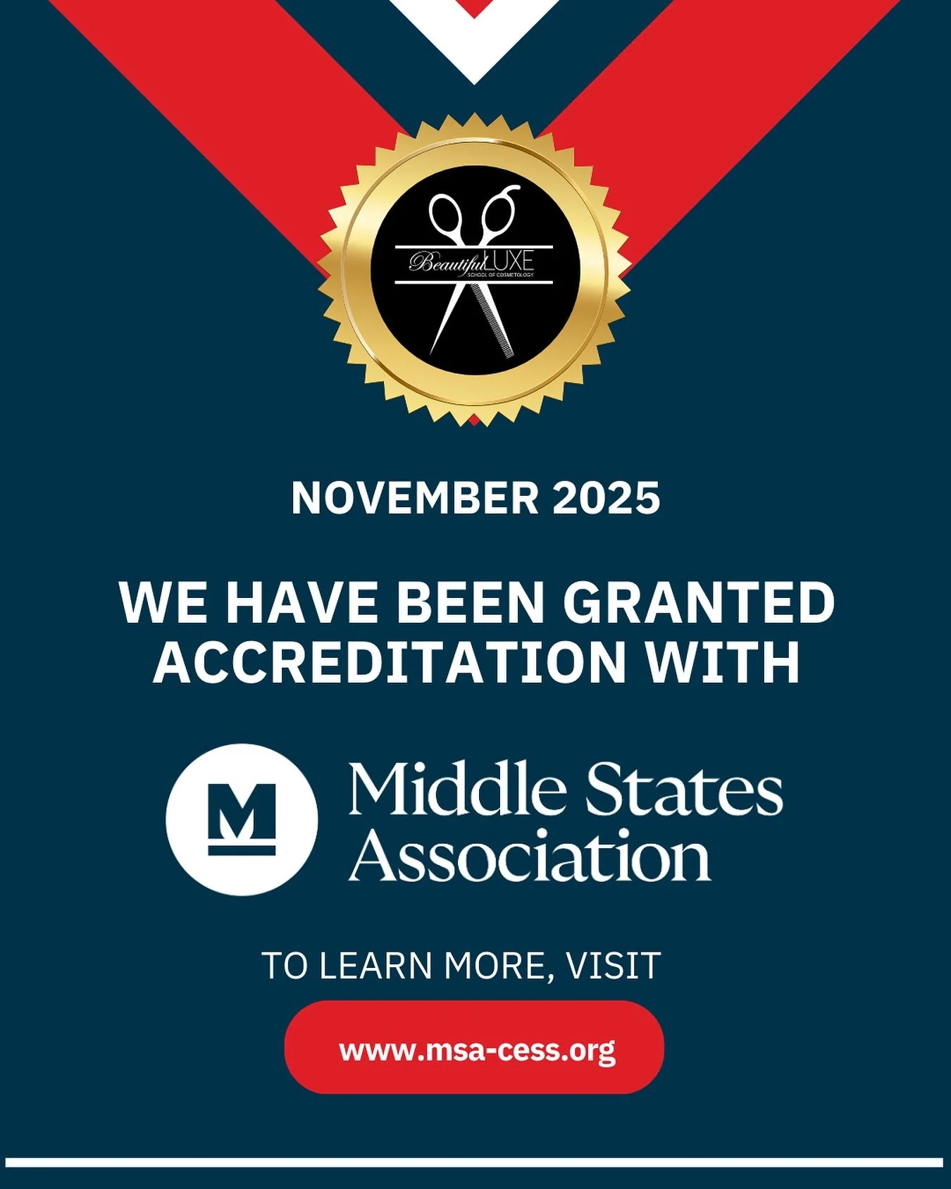 ✨ We&rsquo;re Officially Accredited! ✨

Beautiful Luxe School of Cosmetology is proud to announce our official accreditation, a testament to our commitment to providing up-to-date, high-quality education for every aspiring beauty professional. 

From