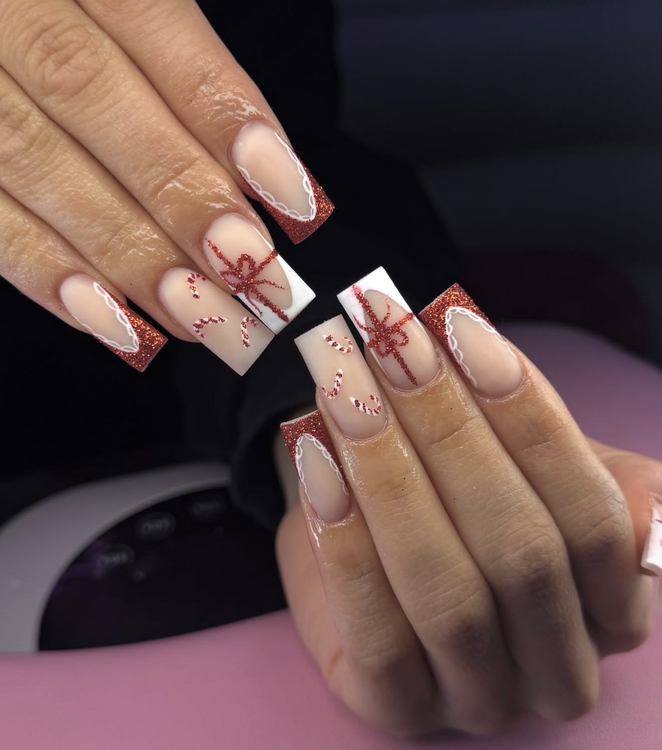 Close-up of Paige refining her nail art and technical skills as a Nail Technology student.