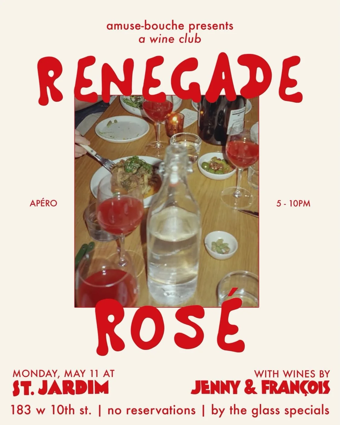 i&rsquo;m so excited to announce the return of wine club next monday, may 11 @stjardimnyc in partnership with @jennyfrancois. we&rsquo;ll be pouring four different ros&eacute;s by the glass that challenge your understanding of the category and give y