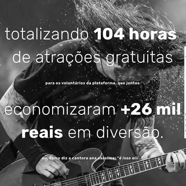 &lt; #TBT2019 &gt; ⏳ 104 horas de atra&ccedil;&otilde;es gratuitas
💰 +26 mil reais economizados com ingressos para shows e eventos

para todo mundo que CAUSOU esse ano com a gente e provou que fazer o bem pode ser muito divertido 💜

#voluntariado
#