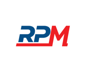 RPM logo with the letters 'RPM' in blue and red, with a red underline extending from the 'P' to the 'M'.